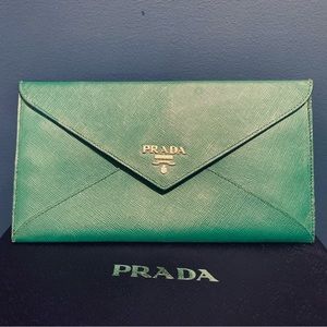 Prada Saffiano metal envelope wallet